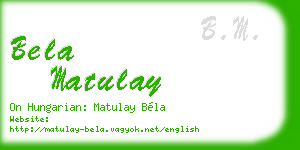bela matulay business card
